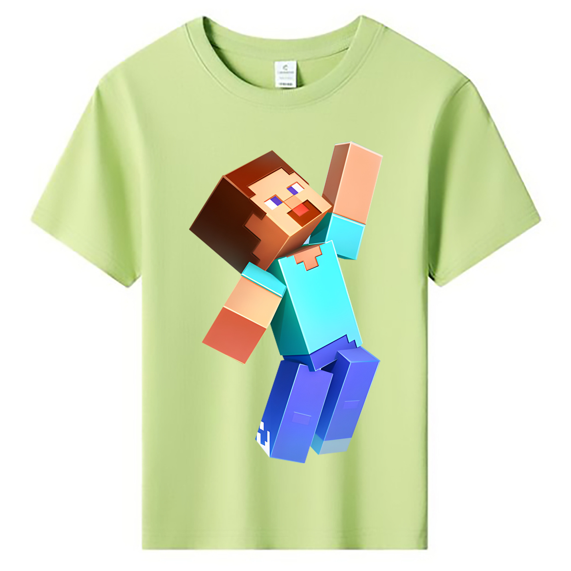（画像用） マインクラフト ブロックの世界 Minecraft MC Block world 綿100％キッズTシャツ（フロントプリント）